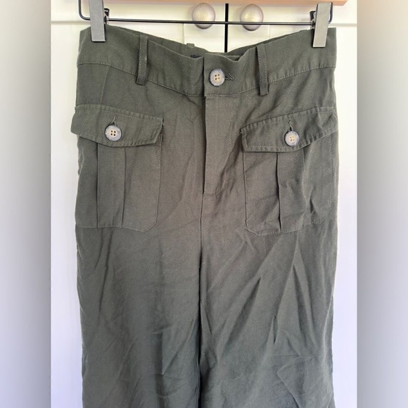 Who What Wear Olive Green Wide Leg Gaucho Pants Size 4 - Picture 4 of 8